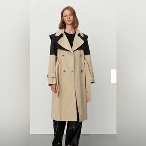 NWT 2nd day Two-Tone Black and Tan Trench Coat